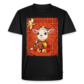 Année de la chèvre Nouvel An lunaire chinois - T-shirt Premium bio Homme - noir - Devant - Nico (187cm)