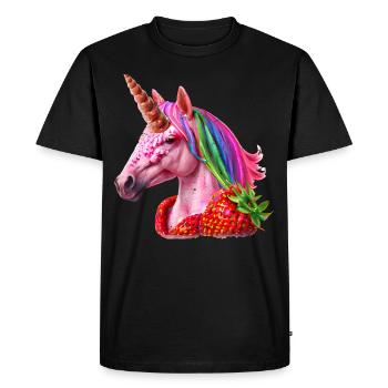 Strawberry Unicorn Design - Men's Premium Organic T-Shirt - black - Front - Nico (187cm)