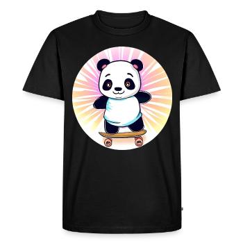 Skateboard panda in sunset - Men's Premium Organic T-Shirt - black - Front - Nico (187cm)