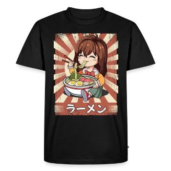 ramen anime fille soupe de nouilles ramen - T-shirt Premium bio Homme - noir - Devant - Nico (187cm)