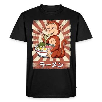 ramen monkey noodle soup ramen - Men's Premium Organic T-Shirt - black - Front - Nico (187cm)