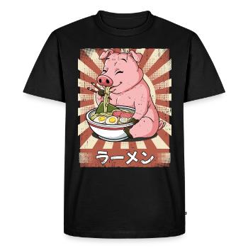 ramen pork noodle soup ramen - Men's Premium Organic T-Shirt - black - Front - Nico (187cm)