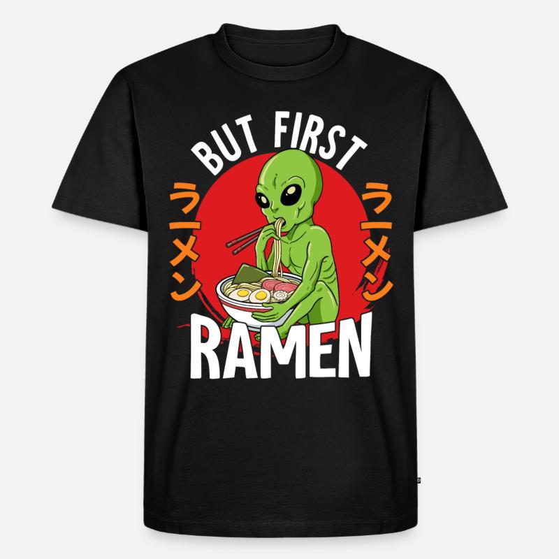 But First Ramen - Männer Premium Bio T-Shirt - Schwarz