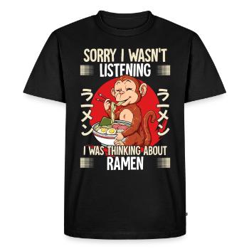 Sorry I Wasn't Listening I Was Thinking About - Men's Premium Organic T-Shirt - black - Front - Nico (187cm)