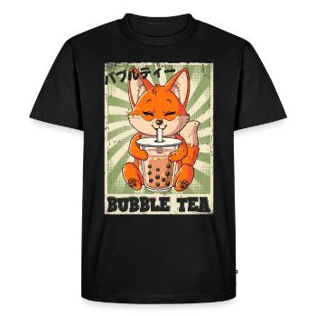Boba Tea Fox Bubble Tea - T-shirt Premium bio Homme - noir - Devant - Nico (187cm)