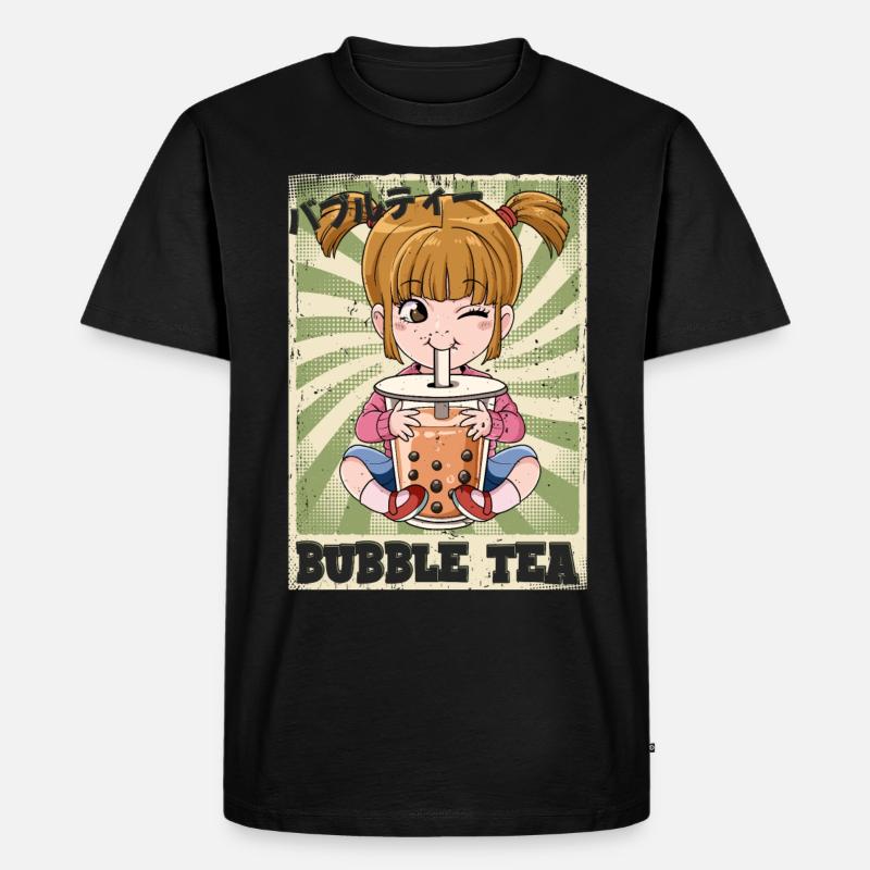 Boba Tea Mädchen Bubble Tea - Männer Premium Bio T-Shirt - Schwarz
