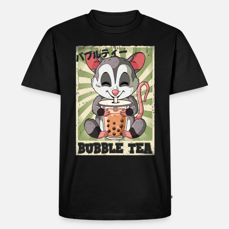 Boba Tea Opossum Bubble Tea - Männer Premium Bio T-Shirt - Schwarz