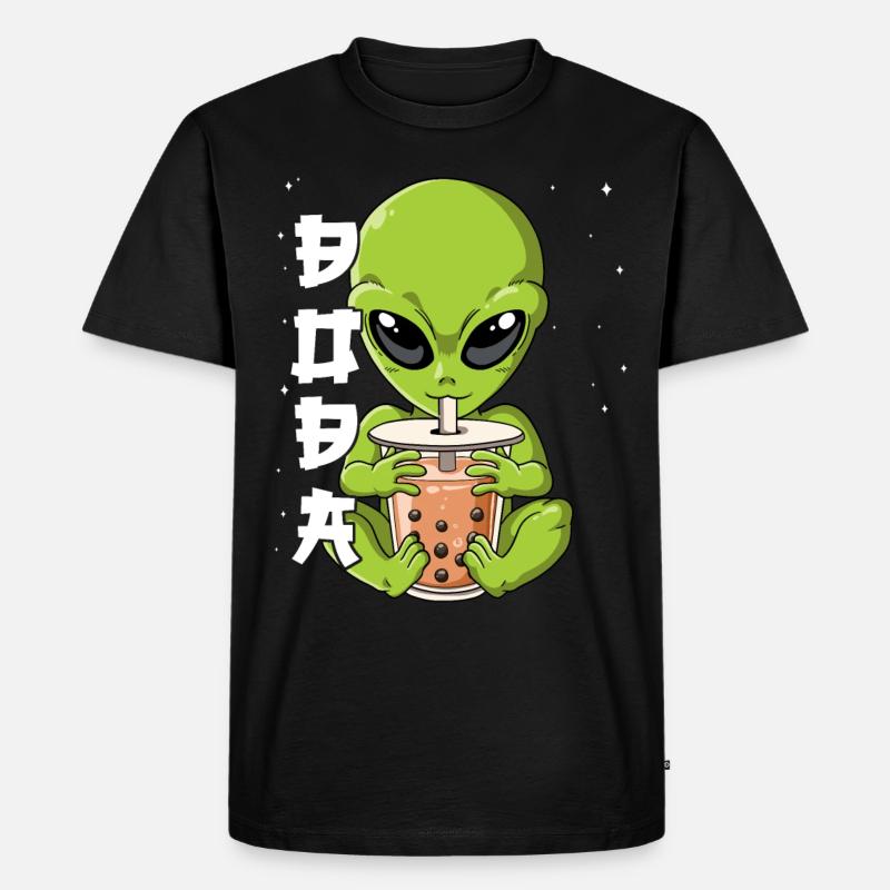 Boba Tea Alien Bubble Tea - Männer Premium Bio T-Shirt - Schwarz