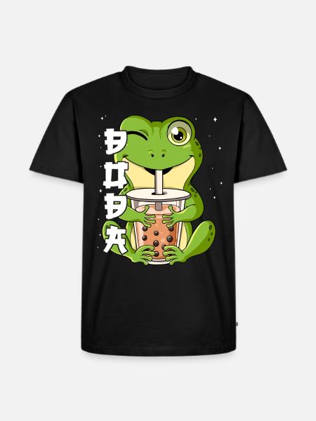 Boba Tea Frosch Bubble Tea - Männer Premium Bio T-Shirt - Schwarz