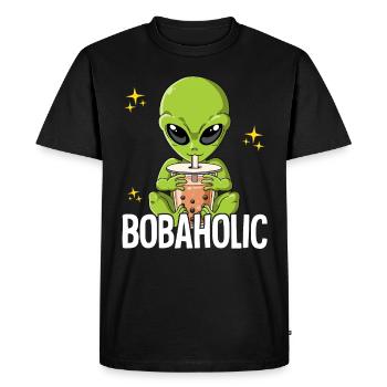 Bubble Tea Alien Boba Tea Bobaholic - T-shirt Premium bio Homme - noir - Devant - Nico (187cm)