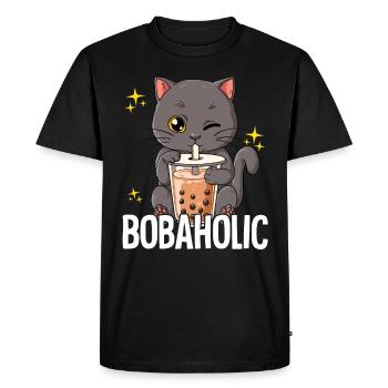 Bubble Tea Cat Boba Tea Bobaholic - T-shirt Premium bio Homme - noir - Devant - Nico (187cm)