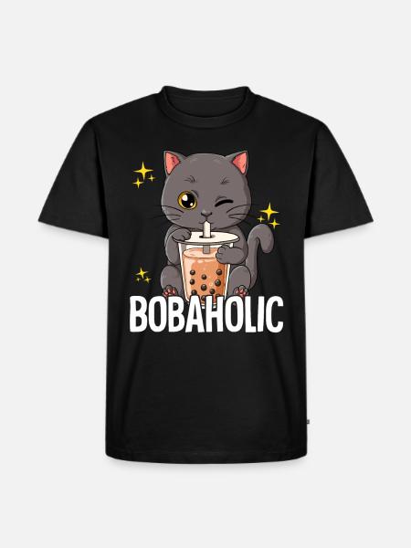 Bubble Tea Katze Boba Tea Bobaholic - Herre Premium økologisk T-shirt - sort