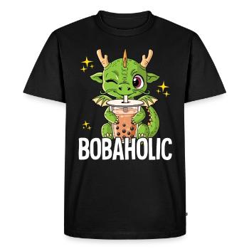 Bubble Tea Dragon Boba Tea Bobaholic - T-shirt Premium bio Homme - noir - Devant - Nico (187cm)