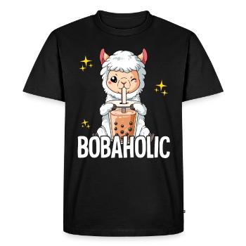 Bubble Tea Lama Boba Tea Bobaholic - T-shirt Premium bio Homme - noir - Devant - Nico (187cm)