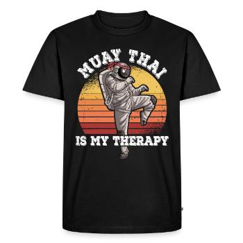 Le Muay Thai est ma thérapie - T-shirt Premium bio Homme - noir - Devant - Nico (187cm)