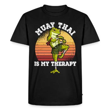 Le Muay Thai est ma thérapie - T-shirt Premium bio Homme - noir - Devant - Nico (187cm)