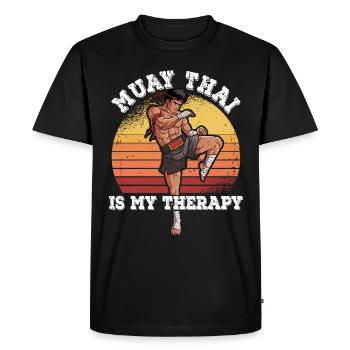Le Muay Thai est ma thérapie - T-shirt Premium bio Homme - noir - Devant - Nico (187cm)