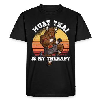 Le Muay Thai est ma thérapie - T-shirt Premium bio Homme - noir - Devant - Nico (187cm)