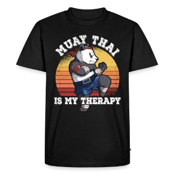 Le Muay Thai est ma thérapie - T-shirt Premium bio Homme - noir - Devant - Nico (187cm)