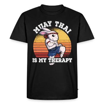 Le Muay Thai est ma thérapie - T-shirt Premium bio Homme - noir - Devant - Nico (187cm)