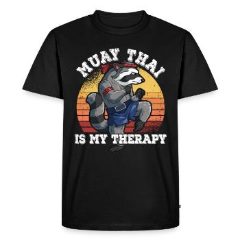 Le Muay Thai est ma thérapie - T-shirt Premium bio Homme - noir - Devant - Nico (187cm)