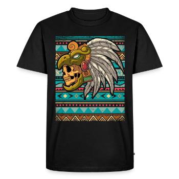 Guerrier aztèque mexicain Aztèques - T-shirt Premium bio Homme - noir - Devant - Nico (187cm)