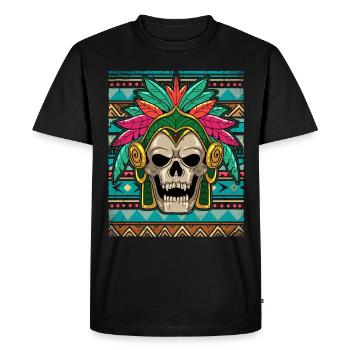 Guerrier aztèque mexicain Aztèques - T-shirt Premium bio Homme - noir - Devant - Nico (187cm)