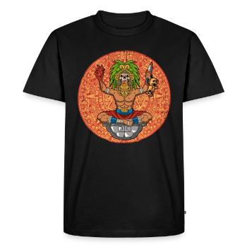 Guerrier aztèque mexicain Aztèques - T-shirt Premium bio Homme - noir - Devant - Nico (187cm)