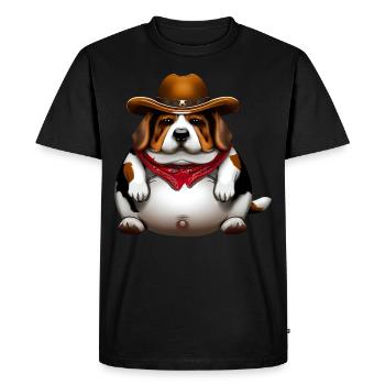 Gros Beagle Cowboy - T-shirt Premium bio Homme - noir - Devant - Nico (187cm)