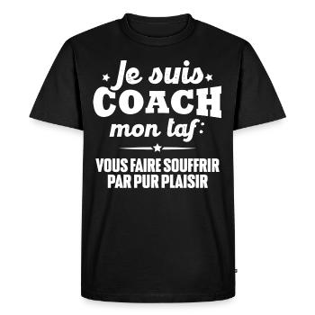 Je suis coach - humour cadeau sportif - T-shirt Premium bio Homme - noir - Devant - Nico (187cm)