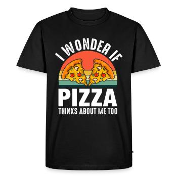 Pizza Just think of cheese pizza pizza slice - Men's Premium Organic T-Shirt - black - Front - Nico (187cm)