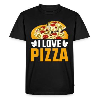J’adore pizza pizza coeur pizza tranche de pizza - T-shirt Premium bio Homme - noir - Devant - Nico (187cm)