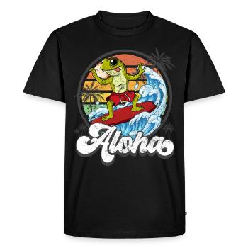Aloha Hawaiian Hawaiian Surfer Surfing - Men's Premium Organic T-Shirt - black - Front - Nico (187cm)
