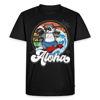 Aloha Hawaiian Hawaiian Surfer Surfing - Men's Premium Organic T-Shirt - black - Front - Nico (187cm)