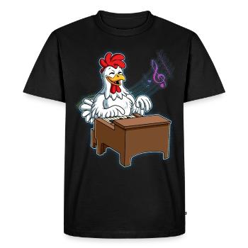 Joueur de piano de poulet - T-shirt Premium bio Homme - noir - Devant - Nico (187cm)