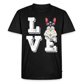 J’adore le bouledogue français - T-shirt Premium bio Homme - noir - Devant - Nico (187cm)