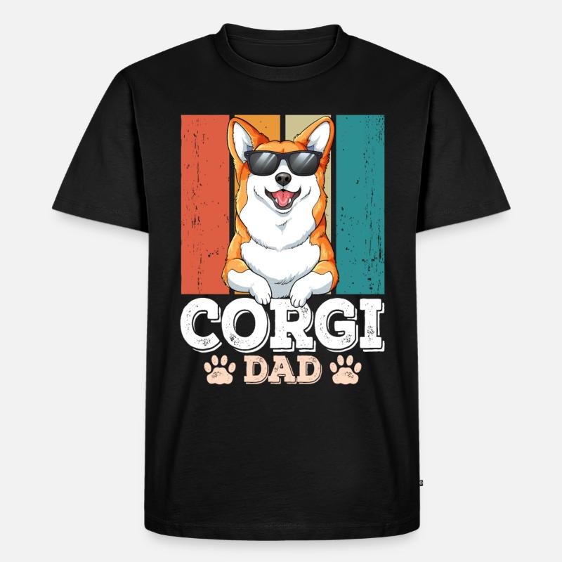 Corgi Dad - Männer Premium Bio T-Shirt - Schwarz