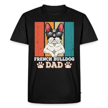 Papa bouledogue français - T-shirt Premium bio Homme - noir - Devant - Nico (187cm)