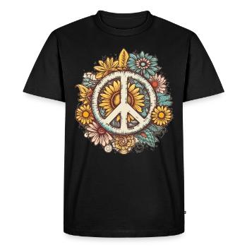 Costume Hippie Signe de la Paix - T-shirt Premium bio Homme - noir - Devant - Nico (187cm)