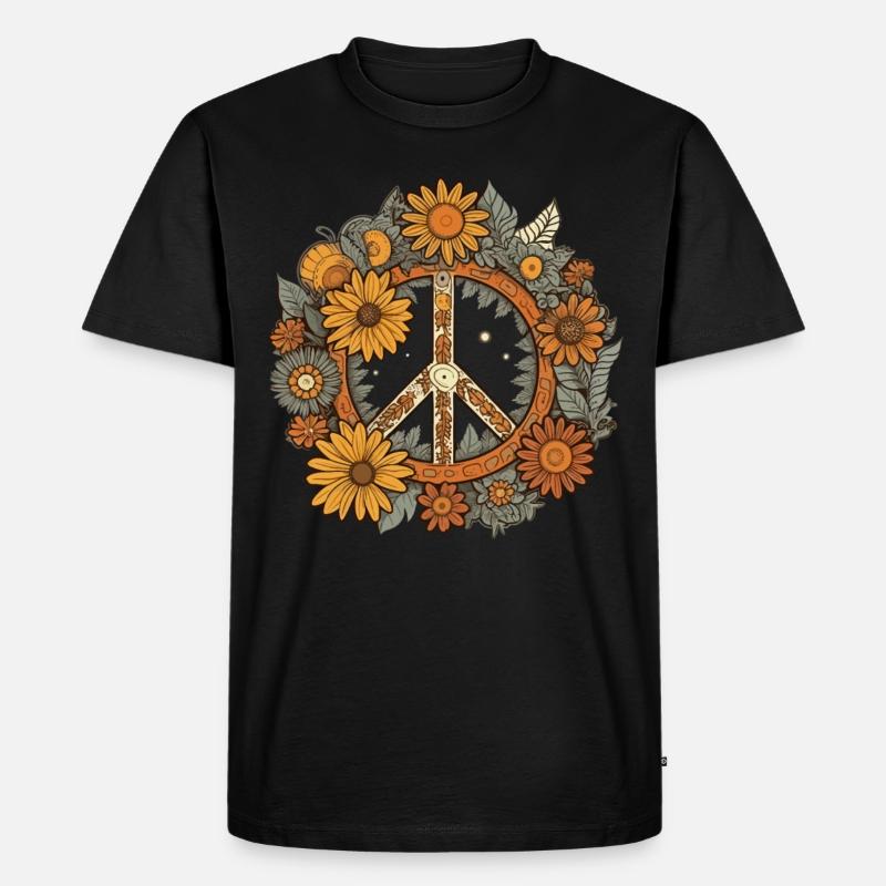 Kostüm Hippie Peace Zeichen - Männer Premium Bio T-Shirt - Schwarz