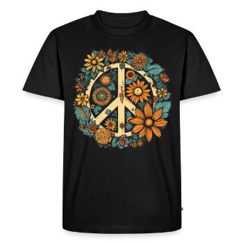 Costume Hippie Signe de la Paix - T-shirt Premium bio Homme - noir - Devant - Nico (187cm)