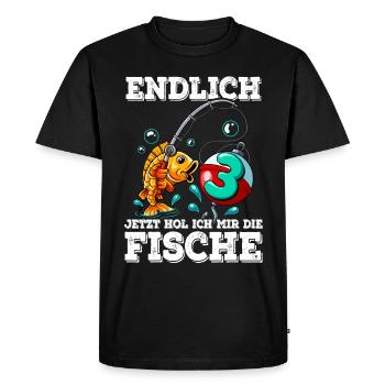 3 Birthday Angler Fishing - Men's Premium Organic T-Shirt - black - Front - Nico (187cm)