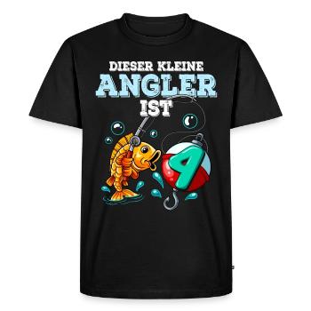 4 Birthday Angler Fishing - Men's Premium Organic T-Shirt - black - Front - Nico (187cm)