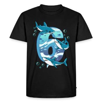 Requin du 6e anniversaire - T-shirt Premium bio Homme - noir - Devant - Nico (187cm)