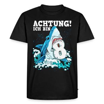 Requin de 8e anniversaire - T-shirt Premium bio Homme - noir - Devant - Nico (187cm)
