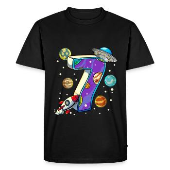 7 Anniversaire Astronaute de l’espace 7 ans - T-shirt Premium bio Homme - noir - Devant - Nico (187cm)