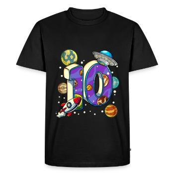 10 Anniversaire Astronaute de l’espace 10 ans - T-shirt Premium bio Homme - noir - Devant - Nico (187cm)