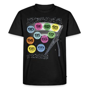 Vignette Auto Années 90 Nostalgie 1990 - T-shirt Premium bio Homme - noir - Devant - Nico (187cm)