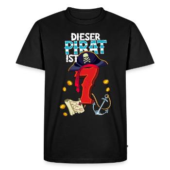 7e anniversaire Pirates - T-shirt Premium bio Homme - noir - Devant - Nico (187cm)