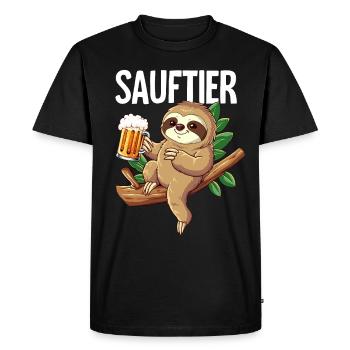Sloth Booze - Men's Premium Organic T-Shirt - black - Front - Nico (187cm)